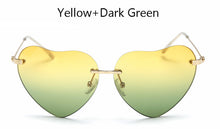 TSHING Women Rimless Heart Shape Sunglasses For Female Fashion Clear Shades Ocean Lenses Sun Glasses UV400