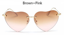 TSHING Women Rimless Heart Shape Sunglasses For Female Fashion Clear Shades Ocean Lenses Sun Glasses UV400