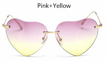 TSHING Women Rimless Heart Shape Sunglasses For Female Fashion Clear Shades Ocean Lenses Sun Glasses UV400
