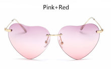 TSHING Women Rimless Heart Shape Sunglasses For Female Fashion Clear Shades Ocean Lenses Sun Glasses UV400