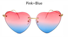 TSHING Women Rimless Heart Shape Sunglasses For Female Fashion Clear Shades Ocean Lenses Sun Glasses UV400