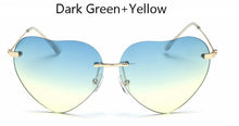 TSHING Women Rimless Heart Shape Sunglasses For Female Fashion Clear Shades Ocean Lenses Sun Glasses UV400