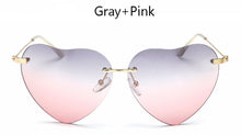 TSHING Women Rimless Heart Shape Sunglasses For Female Fashion Clear Shades Ocean Lenses Sun Glasses UV400