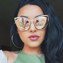 Vintage Cat Eye Women Sunglasses Fashion Ladies Cateye Mirror Sun Glasses
