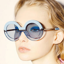 2017 New Brand Women Round Sunglasses Hollywood Pool Sea Blue Female Fashion Oversize Arrow Mirror Glasses Oculos UV400