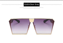 Men Oversized Square Sunglasses Women Fashion Large Size Metal Steampunk Mirror Sun Glasses