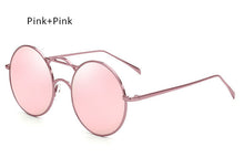 TSHING Mens Steampunk Round Sunglasses Women Circle Vintage Punk Style Coating Mirrored Sun Glasses For Male Female Oculos