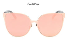 TSHING New Oversized Cat Eye Mirrored Sunglasses Women Fashion Shades Cateye Sun glasses Vintage Famale UV400