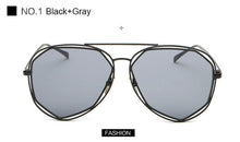 TSHING New Women Aviation Sunglasses Fashion Brand Designer Twin-Beam Mirror Shades Pilot Sunglasses UV400