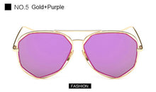 TSHING New Women Aviation Sunglasses Fashion Brand Designer Twin-Beam Mirror Shades Pilot Sunglasses UV400
