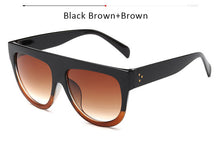 Women Flat Top Sunglasses Brand Designer Vintage Female Rivet Shades Big Frame Sun glasses UV400