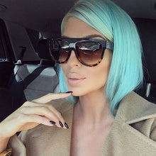 Women Flat Top Sunglasses Brand Designer Vintage Female Rivet Shades Big Frame Sun glasses UV400